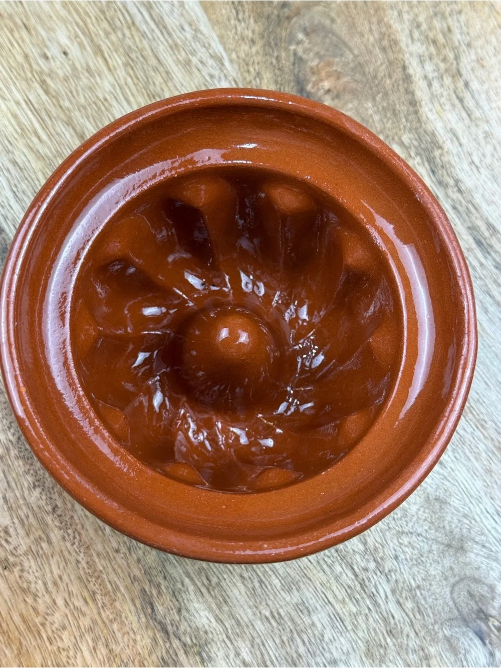 Vintage Terracotta Gugelhupf Mini Bundt Mold Brown Glazed Pottery